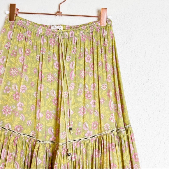 Spell Dahlia Maxi Skirt Bronze Boho Gold Yellow Pink Size Extra Small - Picture 5 of 7